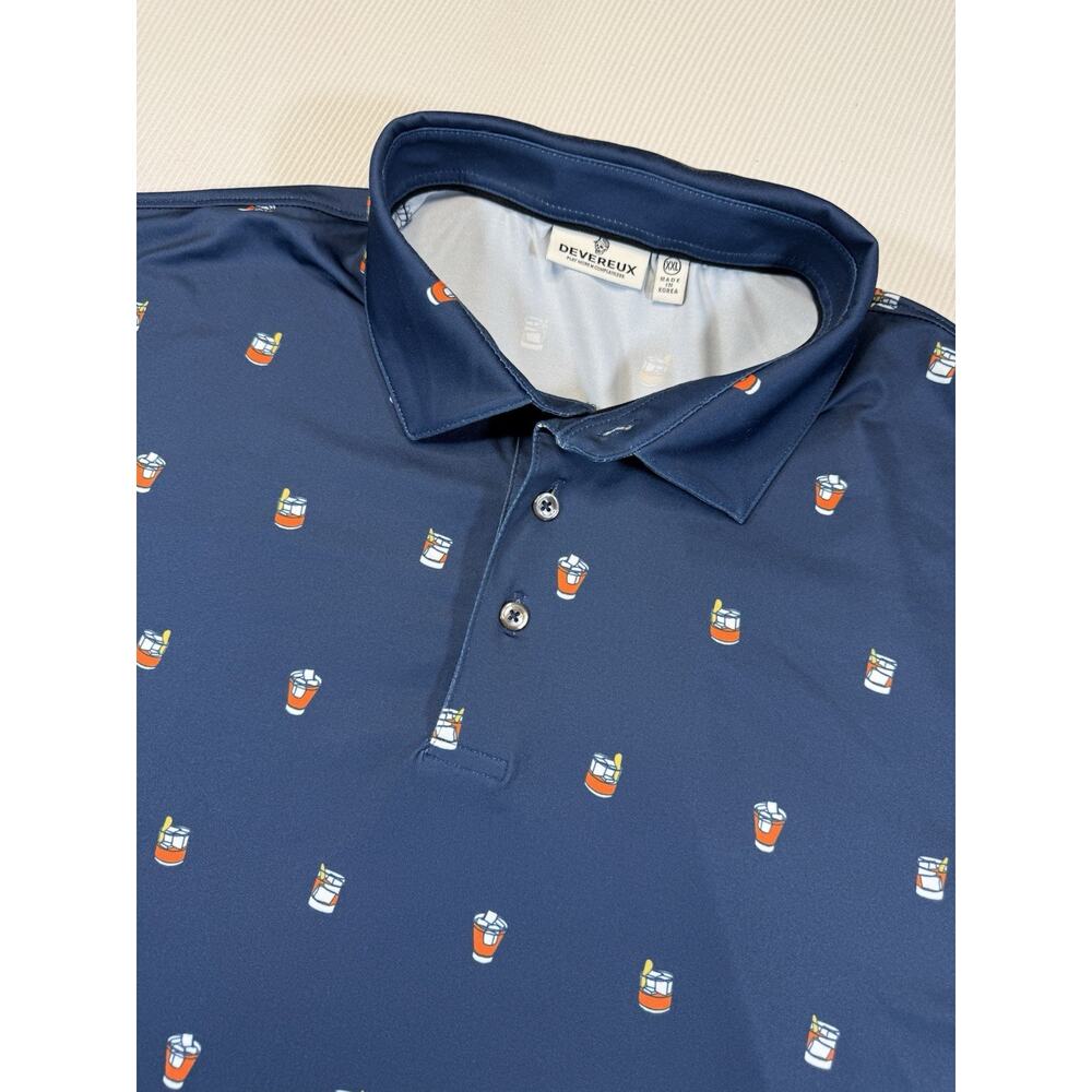 Devereux Golf Polo Shirt XXL Navy Cocktail Print Performance Stretch